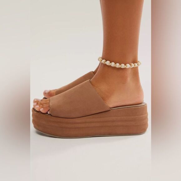 Free People Harbor Flatform Sandal Tan Chuky Slide - Picture 3 of 6